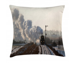 Train Snowy Scene Pillow Cover