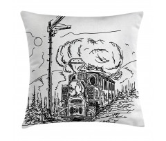 Railroad Drawing Pillow Cover