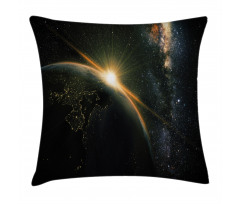Sun Rising Above Earth Pillow Cover