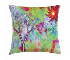 Abstract Lake Tree Pillow Cover