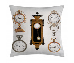 Antique Clocks Pattern Pillow Cover