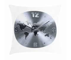 World Map Clock Pattern Pillow Cover