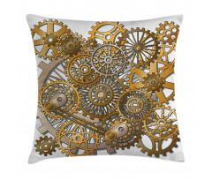 Steampunk Gears Design Pillow Cover