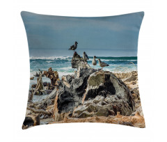 Driftwood Shore Seagull Pillow Cover