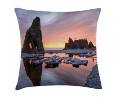 Sunset Sea Stacks Beach Pillow Cover