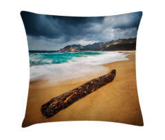 Beach with Stormy Weather Pillow Cover