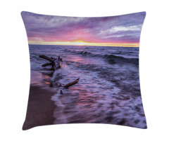 Wavy Sea Couldy Sunset Pillow Cover