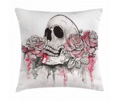 Skull Head Roses Pillow Cover