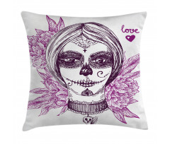 Vampire Skull Face Pillow Cover