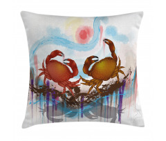 2 Crabs Dancing Sea Pillow Cover