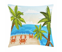 Palm Trees and Crabs Pillow Cover