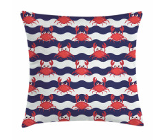 Crabs on Striped Pillow Cover