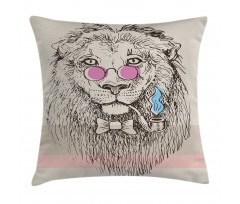 Lion Head Hipster Style Pillow Cover