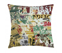 Old Torn Posters Collage Pillow Cover
