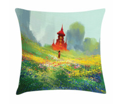 Flower Scary Castle Pillow Cover