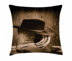 Wild Cowboy Hat Wooden Pillow Cover