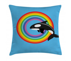 Rainbow Round and Whale Pillow Cover