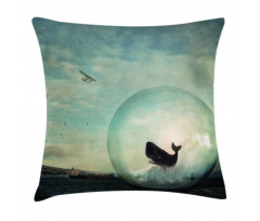 Whales and Pollution Pillow Cover