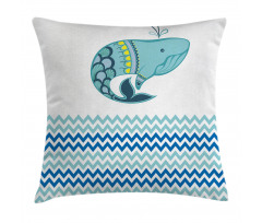 Whale with Zig Zag Pattern Pillow Cover
