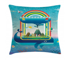 Whale Rainbow Ocean Art Pillow Cover