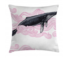 Striped Dreamy Whale Pillow Cover