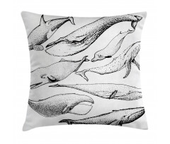 Hand Drawn Single Whale Pillow Cover