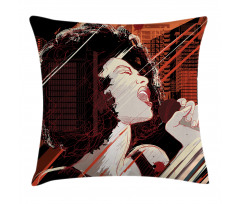 Musical Jazz Singer Woman Pillow Cover
