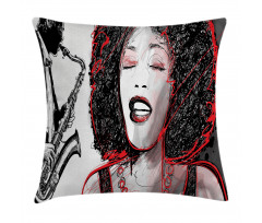 Afro American Girl Sings Pillow Cover