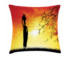 Lady in Sunset Safari Pillow Cover