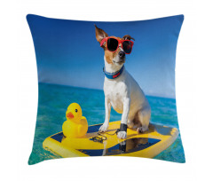 Dog Duck Surfing Pillow Cover