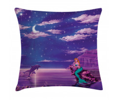 Cartoon Style Dolphins Pillow Cover