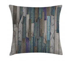 Blue Grey Planks Grunge Pillow Cover