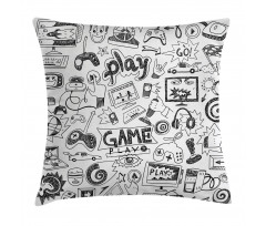 Sketch Style Gaming Pillow Cover