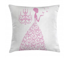 Princess with Butterflies Gown Pillow Cover