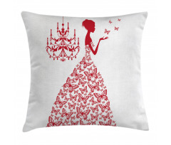 Monochrome Butterfly Princess Pillow Cover