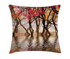 Fall Season River with Trees Pillow Cover