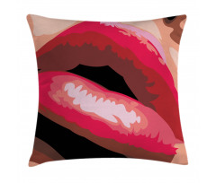 Woman Red Lips Charming Mouth Pillow Cover