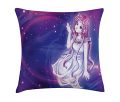Purple Anime Fairy Sitting Pillow Cover