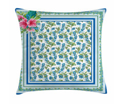 Blueberries and Exotic Bird Square Pillow Cover