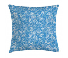 Monochrome Shells Corals Pillow Cover