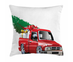 Red Farm Truck Pillow Cover