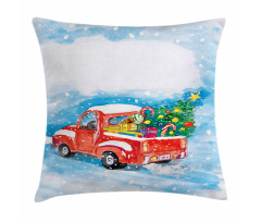 Truck Winter Scenery Pillow Cover