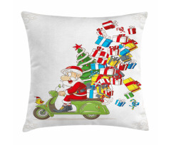 Santa on Motorbike Pillow Cover