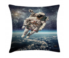 Astronaut Floats Outer Space Pillow Cover