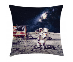 USA Flag and Astronaut Pillow Cover