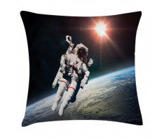 Astronaut with Sun Beams Pillow Cover