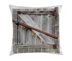 Aged Wooden Barn Door Pillow Cover