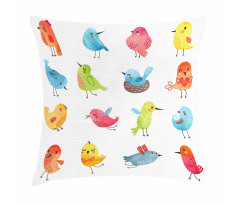 Colorful Humor Bird Pillow Cover
