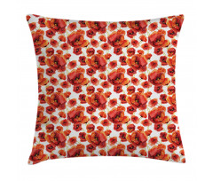 Red Poppy Flowers Pillow Cover
