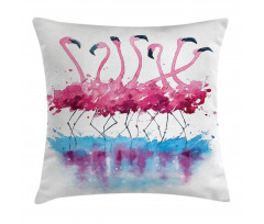 Flamingo and Bird Pillow Cover